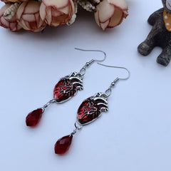Heart pattern metal applique drop earrings