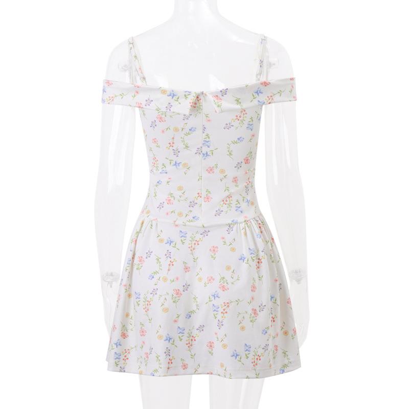 Turnover collar off shoulder zip-up cami mini dress