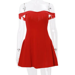 Off shoulder off shoulder zip-up mini dress  | red tango dress