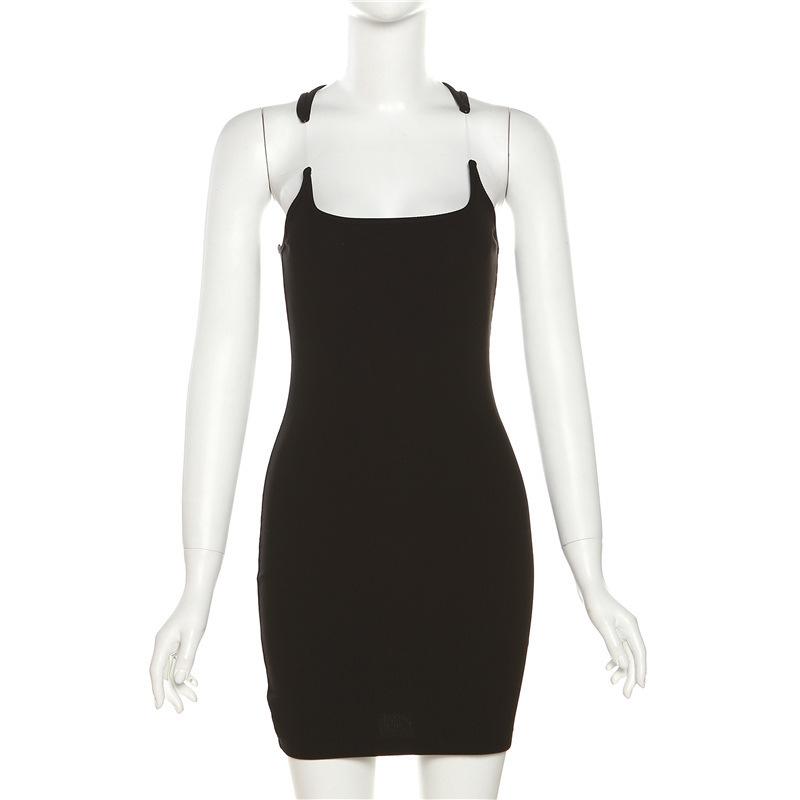 U neck solid cami mini dress