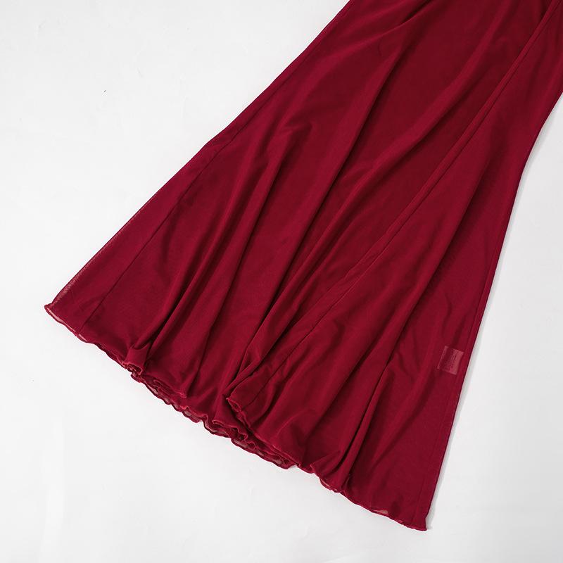 Fluffy mesh tube maxi dress