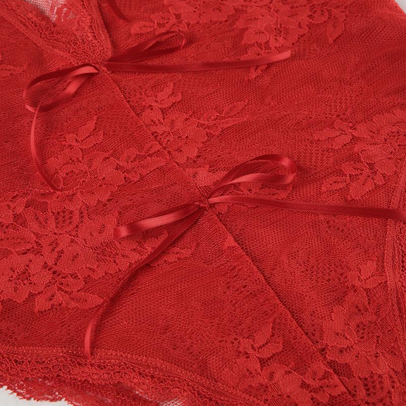 V neck lace bowknot cami bodysuit