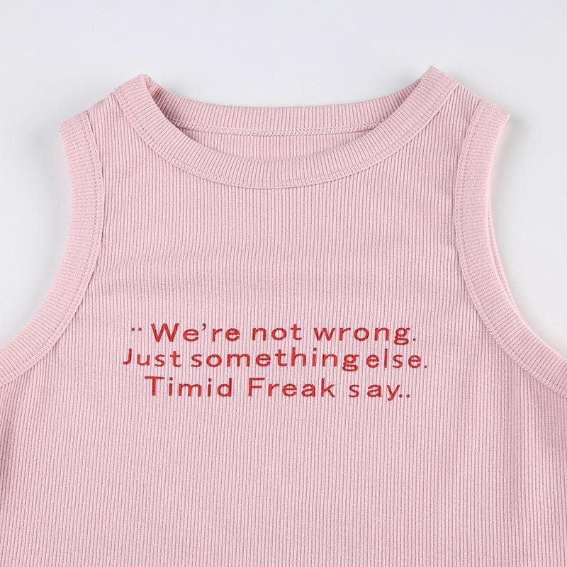 Crewneck letter print stitch tank top