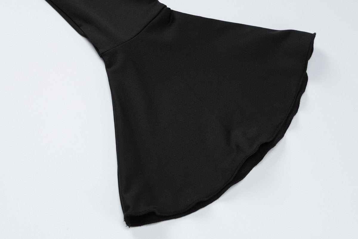 Long flared sleeve v neck ruched maxi dress