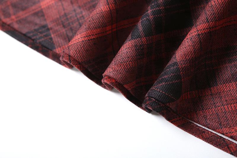 Plaid zip-up ruffle maxi skirt