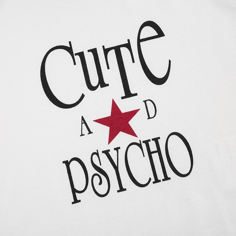 Short sleeve letter print crewneck top