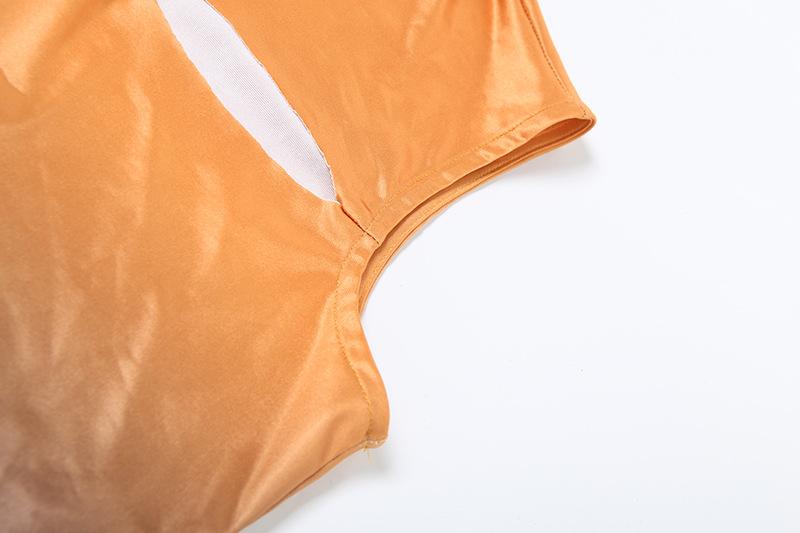 Sleeveless gradient crewneck ruched hollow out pant set