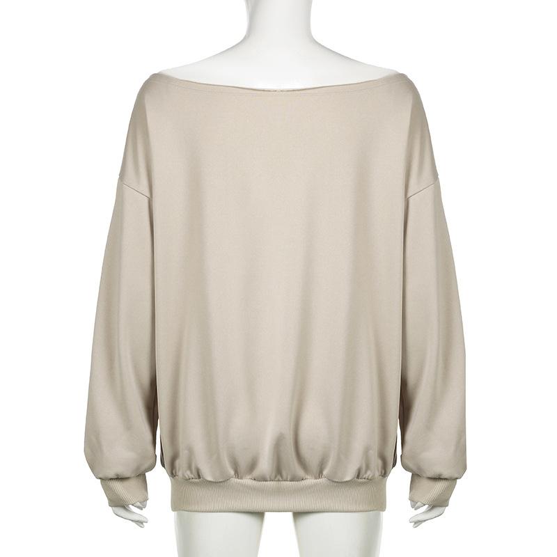Long sleeve off shoulder "22" print top