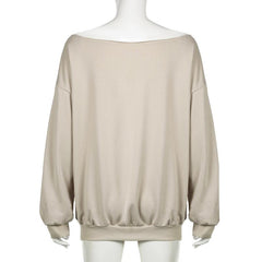 Long sleeve off shoulder "22" print top