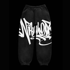 Letter print zip-up hoodie pant set