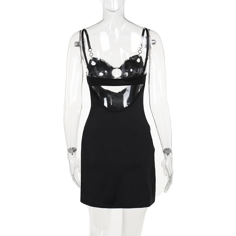 Sweetheart neck o ring hollow out ruched cami mini dress