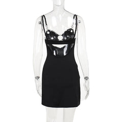 Sweetheart neck o ring hollow out ruched cami mini dress