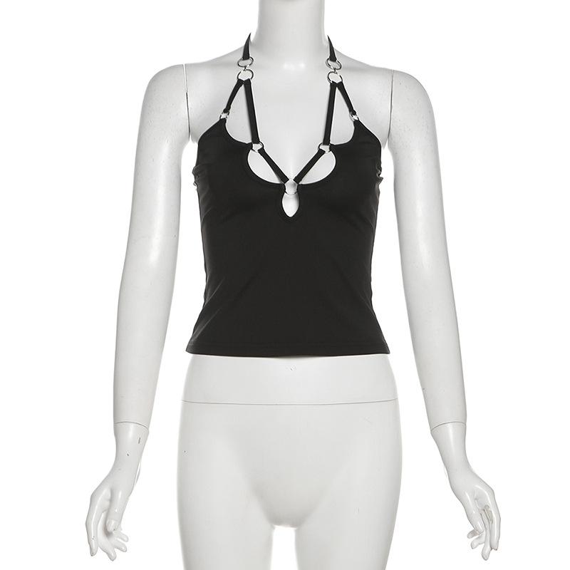 Halter o ring backless hollow out top
