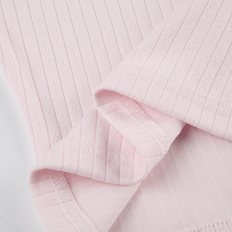 Short puff sleeve ribbed bowknot ruffle top