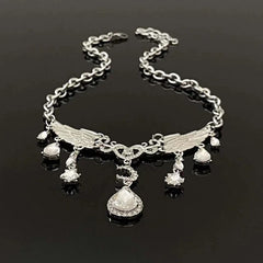 Rhinestone pendant wing decor necklace