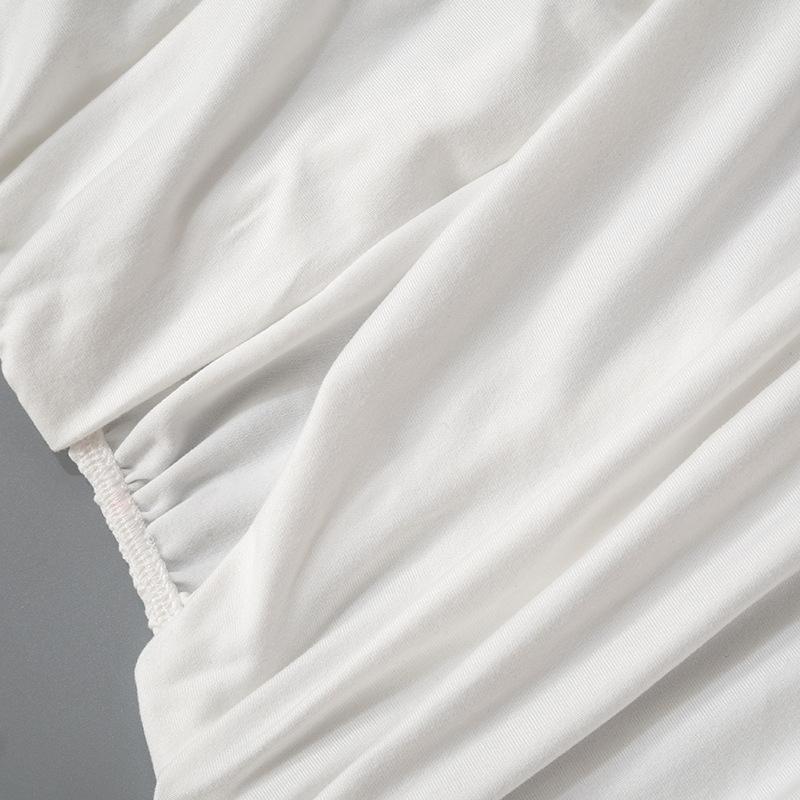 One shoulder long sleeve ruched hollow out knotted top