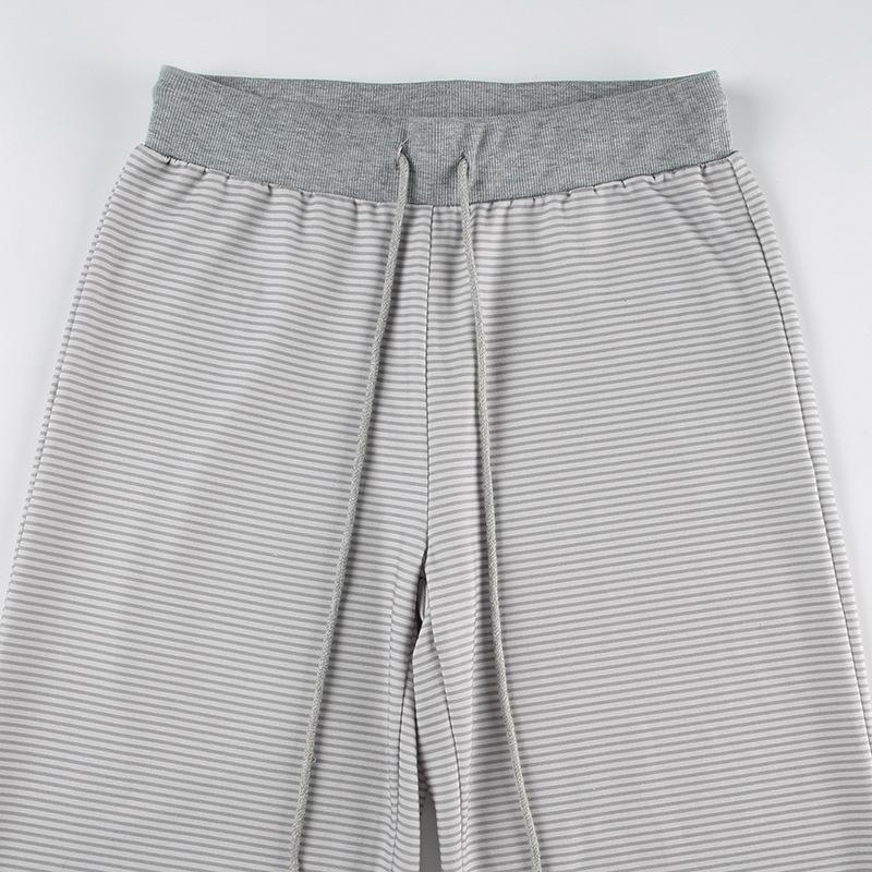 Striped self tie straight leg pant
