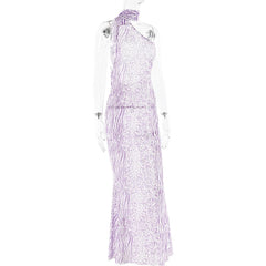 Halter one shoulder leopard print sheer mesh maxi dress  | samba dress