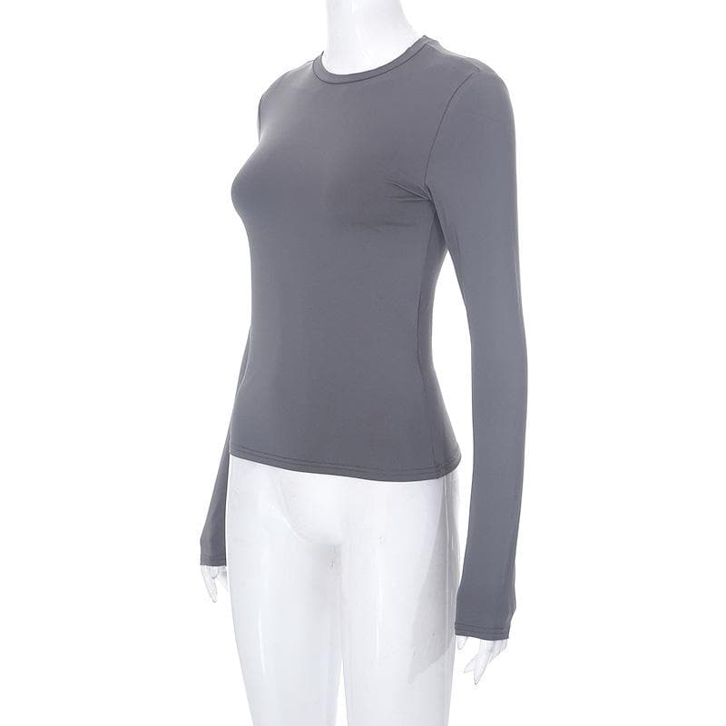 Crewneck solid long sleeve top