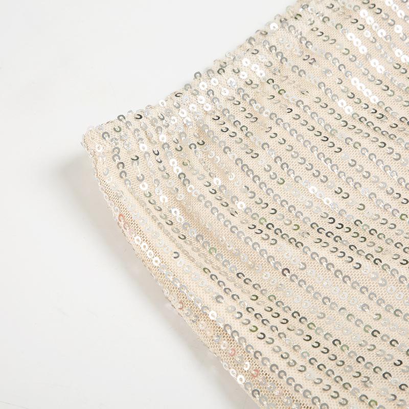 Glitter irregular ruffle mesh midi skirt