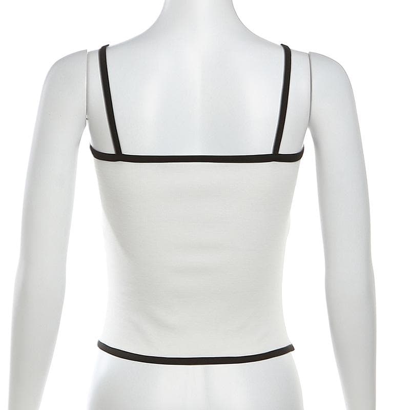 U neck hollow out bowknot stitch cami cut out top