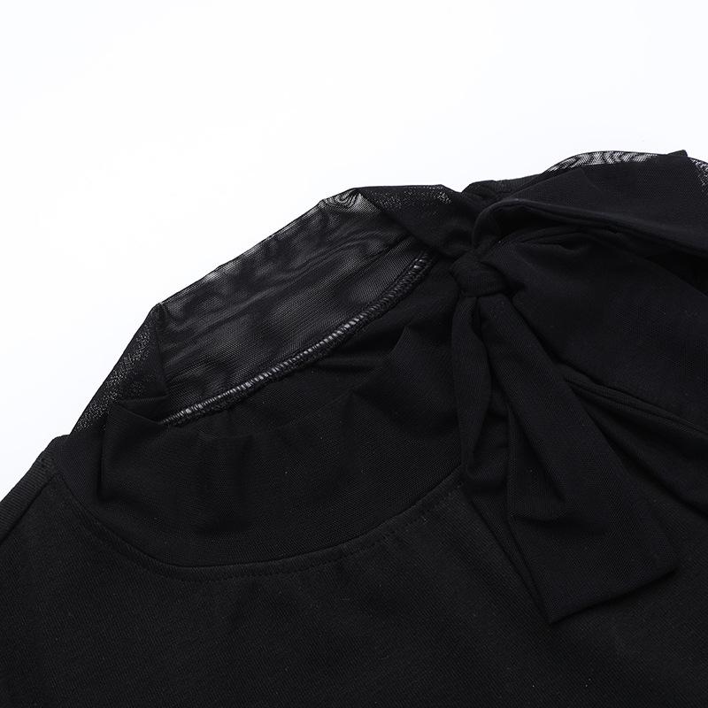 Butterfly embroidery sleeveless mesh knotted top