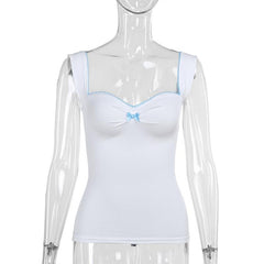 Ruched bowknot lace hem cami top