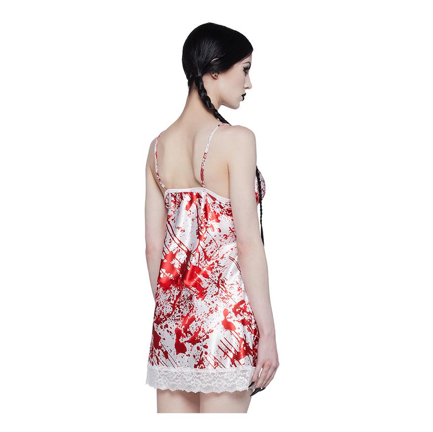 Lace hem print backless cami mini dress  | red tango dress