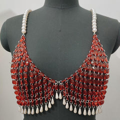 Crystal v neck tassels hollow out cami top