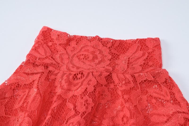 Long sleeve high neck see through lace maxi dress  | red tango dress