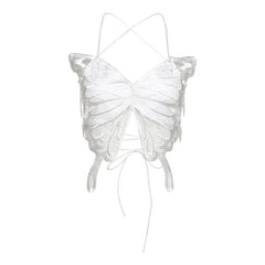 Butterfly embroidery cross back cami top