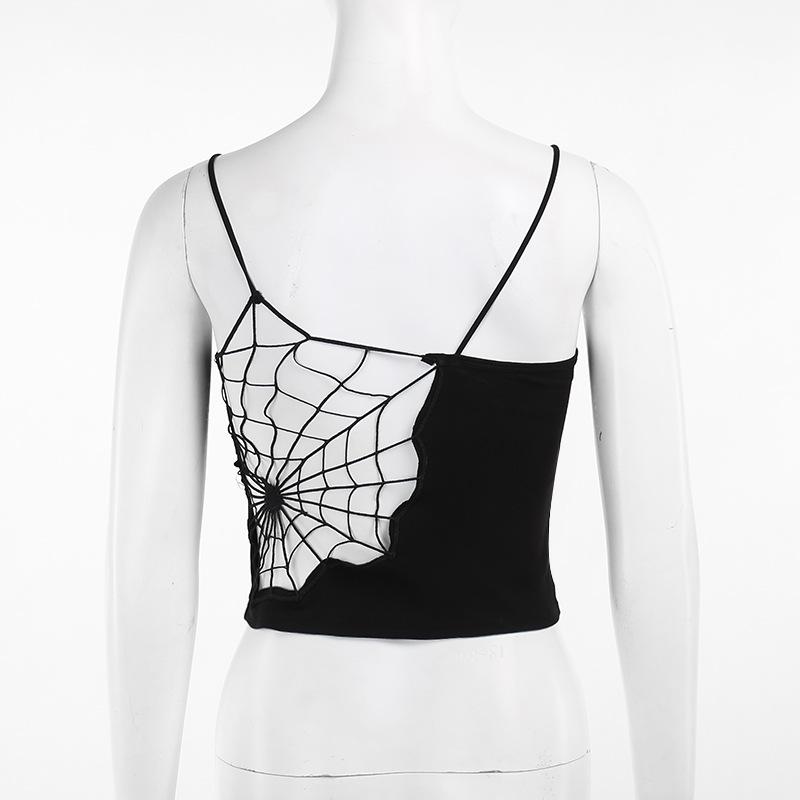 Heart applique spider web padded cami top