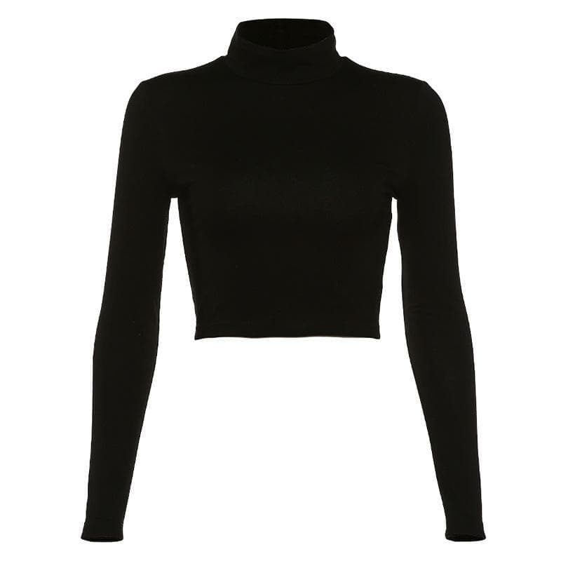 Lace up back long sleeve crop top