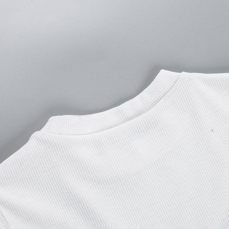 Sleeveless crewneck hollow out solid tank top