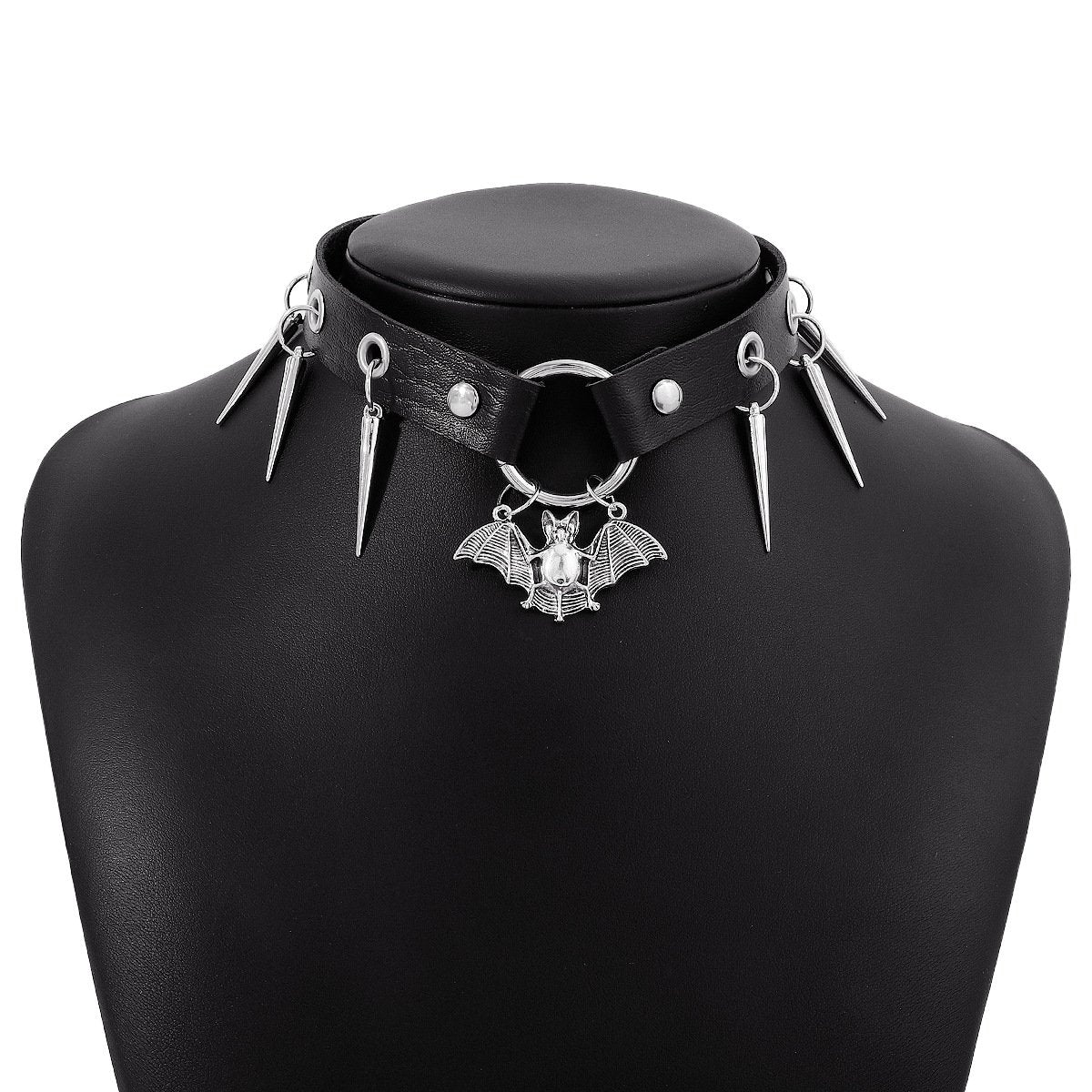 PU leather rivet animal decor o ring chocker