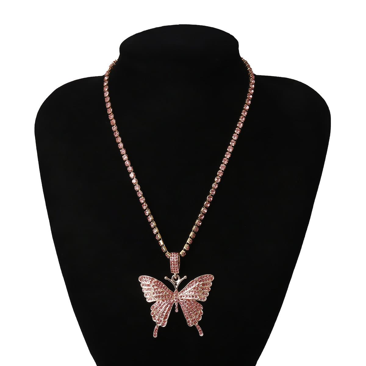 Butterfly pendant rhinestone necklace