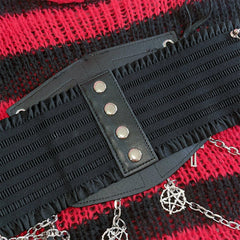 PU leather metal chain cross applique waist chain