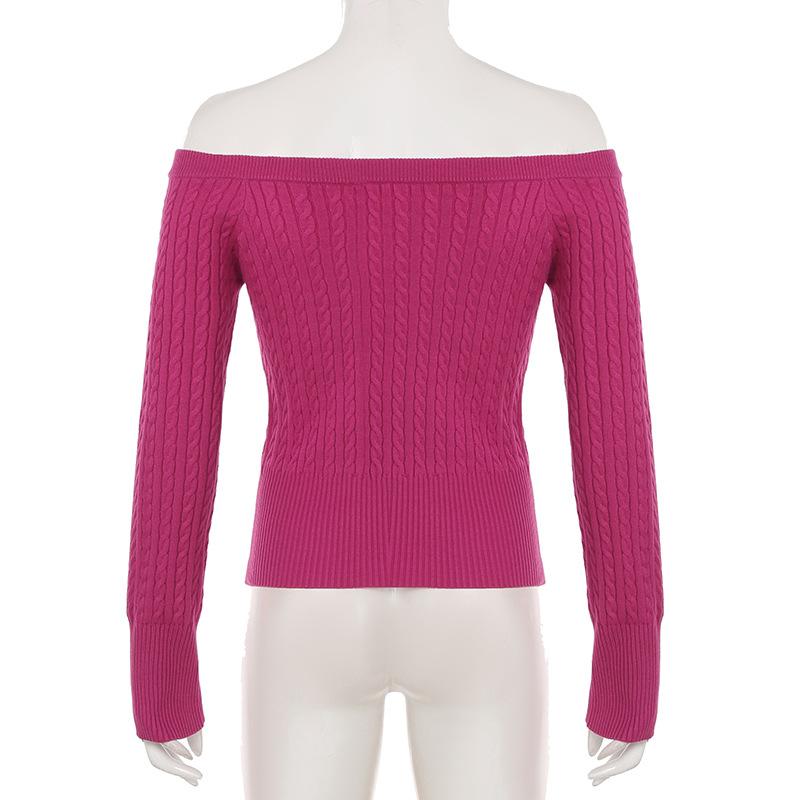 Long sleeve off shoulder solid sweater top