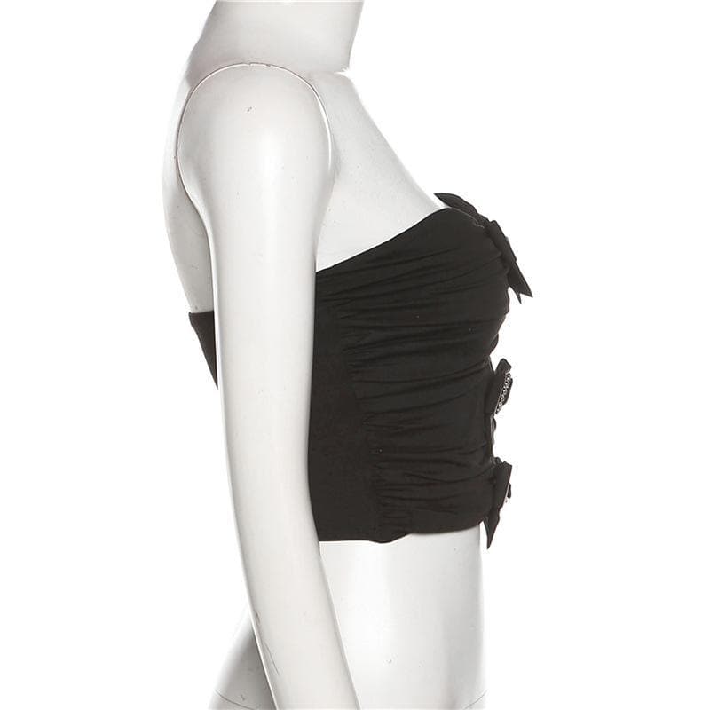 Hollow out bowknot tube cut out top