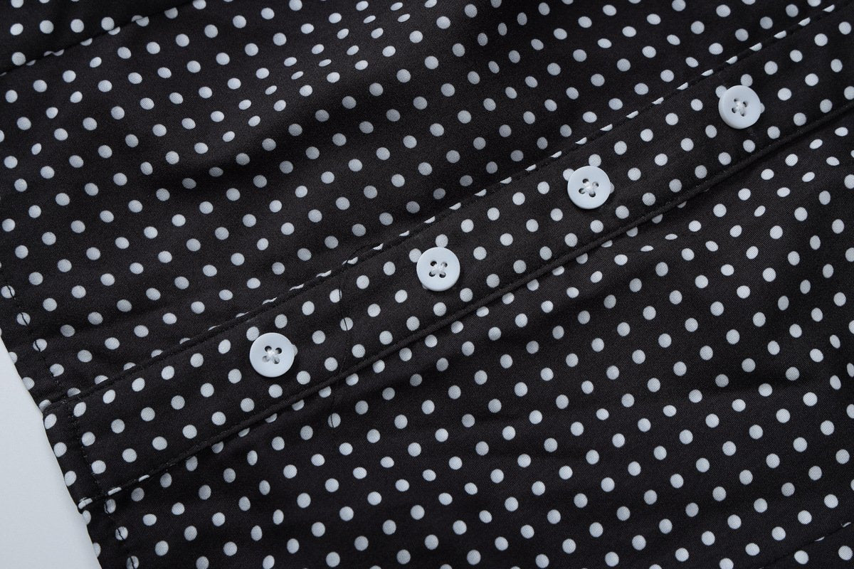 Polka dot button ruched cami mini dress