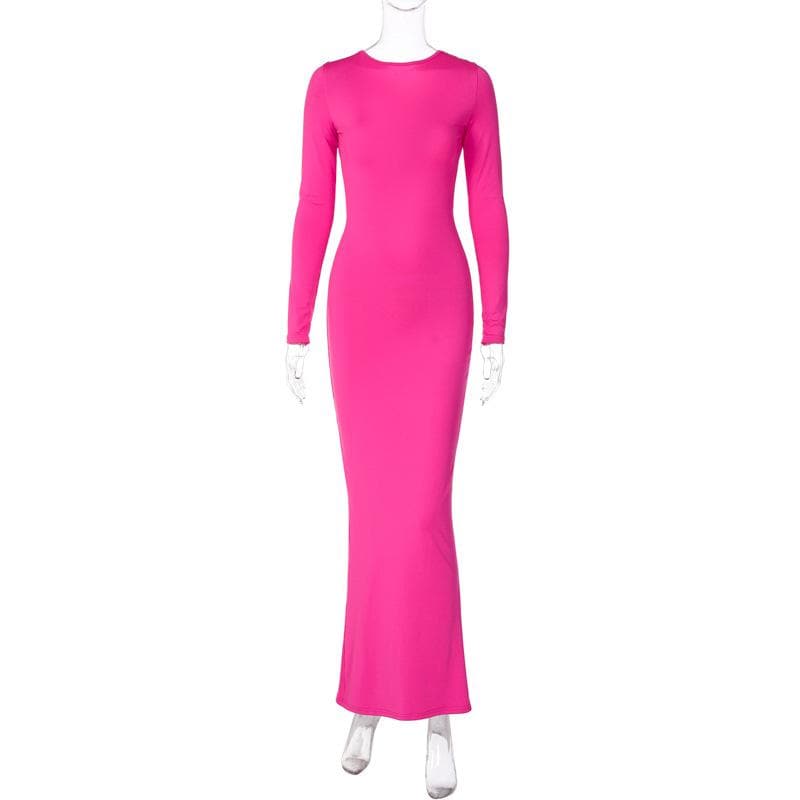 Ruched long sleeve v neck solid 2-way maxi dress  | red tango dress