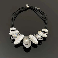 Irregular elliptic rhinestone layered necklace