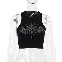 Sleeveless crewneck beaded tank crop top