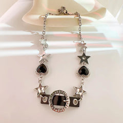 Buckle decor rhinestone choker necklace