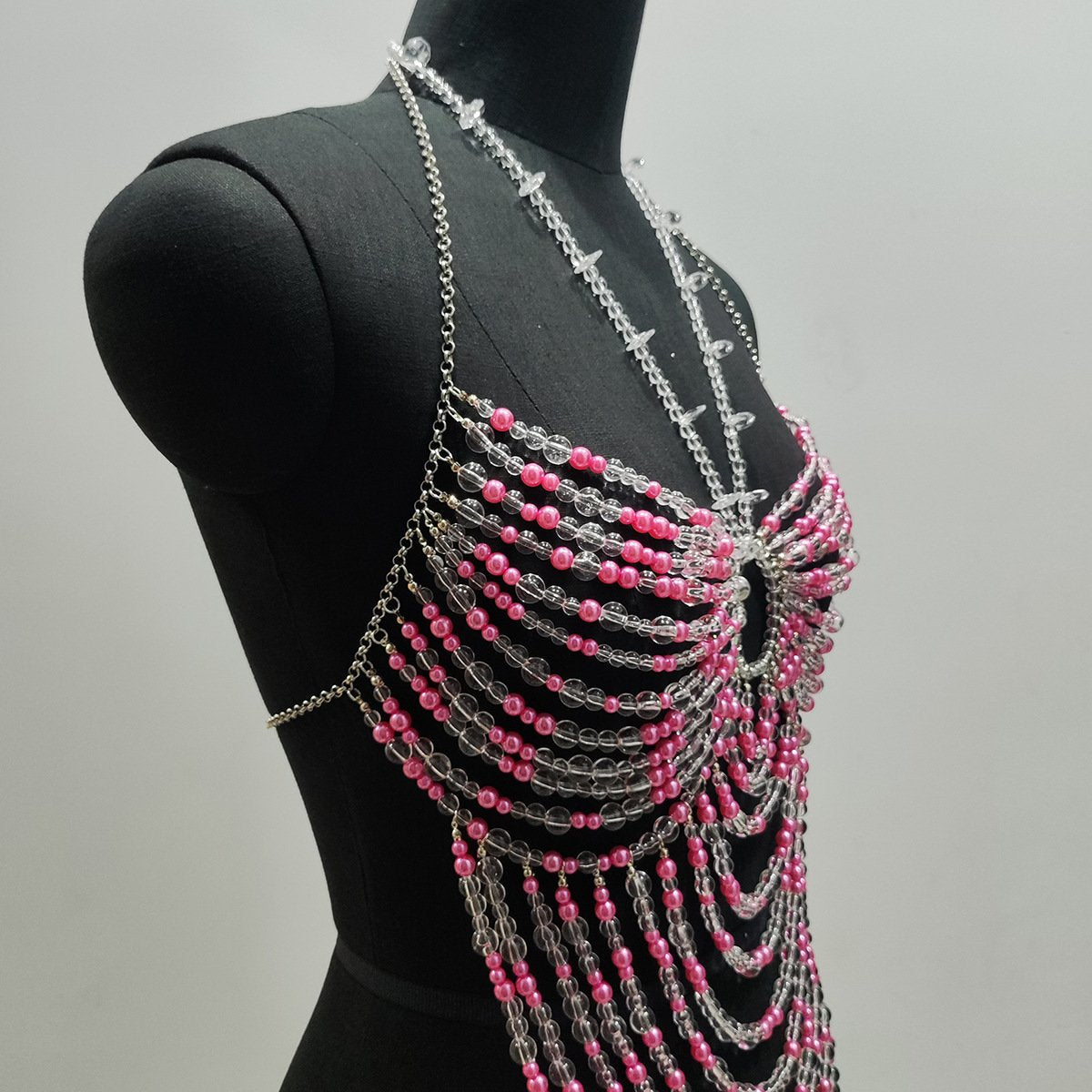 Halter hollow out beaded backless top