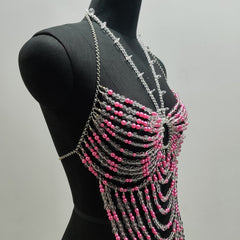 Halter hollow out beaded backless top