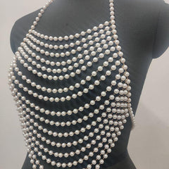Halter backless beaded hollow out top
