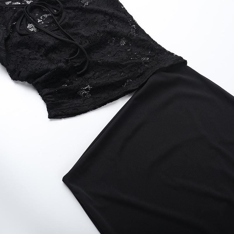 Sleeveless lace hollow out maxi dress