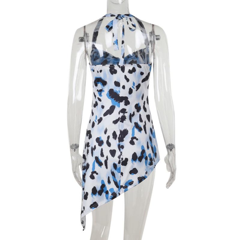 Leopard print halter mini dress