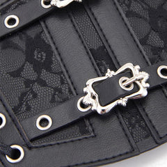 Lace up buckle ruffle contrast corset